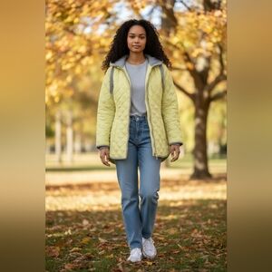 Jones New York Yellow Quilted Puffer Coat NWT